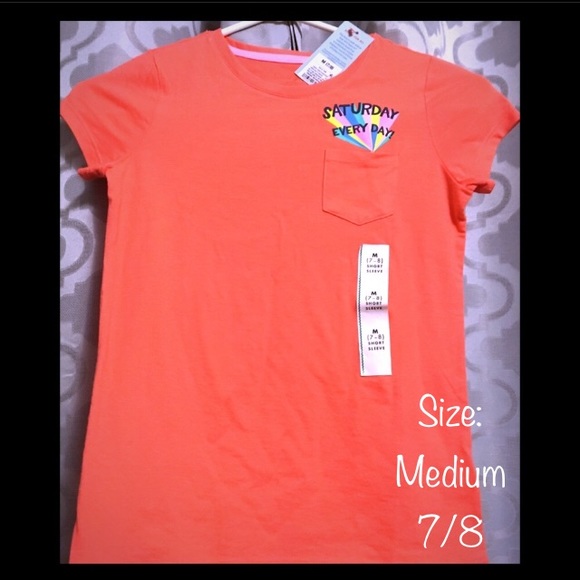 “Saturday Every Day” Girls Graphic T-shirt (NEW WITH TAGS) Size: Medium 7/8 - Picture 2 of 6